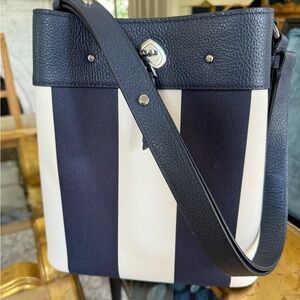 Kate Spade Navy and Cream Striped Crossbody Bag/never used